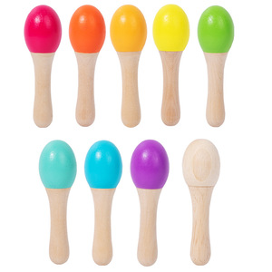 Maracas en bois en gros pour tout-petits, instrument de musique, instrument de percussion Orff, jouets éducatifs musicaux précoces - Product Image 1