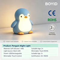 Veilleuse LED USB rechargeable en silicone en forme de pingouin mignon avec contrôle tactile, compagnon de chevet chaleureux pour la maison et la chambre à coucher