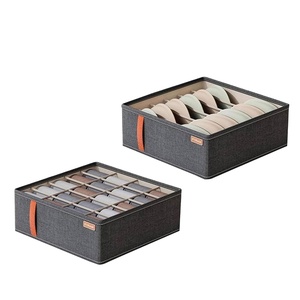 Wholesale Cationic Fabric <b>Stackable</b> <b>Wardrobe</b> Drawer Organizer Foldable Closet Socks Underwear Bra <b>Storage</b> Box With Dividers - Product Image 1