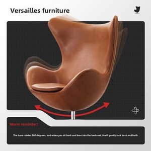 Poltrona a Uovo in Pelle PU Stile Nordico <span class=keywords><strong>con</strong></span> <span class=keywords><strong>Gambe</strong></span> in Acciaio Inox e Regolazione Meccanica - Arredamento per Soggiorno - Product Image 3