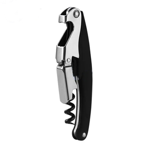 Tire-bouchon pour sommeliers, ouvre-bouteille manuel à traction unique avec coupe-feuille et extracteur de bouchon de bouteille, noir - Product Image 2