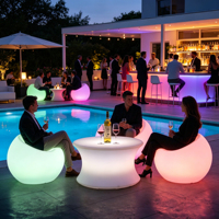Ensemble de meubles de bar LED en plastique moderne, étanche IP65, lumières RGB à 16 couleurs changeantes, batterie rechargeable pour bar extérieur ou domestique