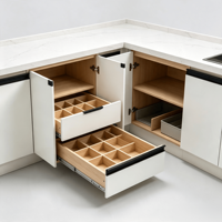 Meuble sous évier de cuisine moderne, modulaire, écologique, ignifuge, avec plaque de cuisson à gaz 2 brûleurs, plateau en marbre, poignée noire et charnière pour appartement, OEM