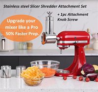 Accessoire de cuisine FavorKit pour robot culinaire KitchenAid : râpe à fromage, trancheuse et hachoir en acier inoxydable, compatible lave-vaisselle