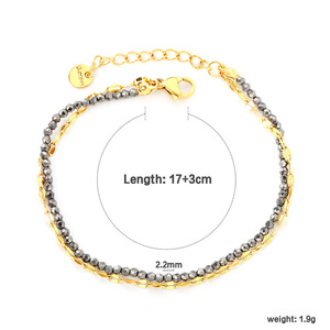 สร้อยข้อมือลูกปัดโซ่คู่สแตนเลสเครื่องประดับ unisex ดีไซน์เรขาคณิต - Product Image 4