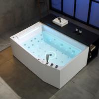 Bain à remous rectangulaire de 1,8 m pour 2 personnes, design exceptionnel, en acrylique, 30 jets, thermostat, intérieur, avec chauffage, cascade et bulles