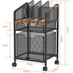 Carrito Organizador con Divisores, Fácil <span class=keywords><strong>de</strong></span> Montar, Estante <span class=keywords><strong>de</strong></span> Almacenamiento para Carpetas, Carrito Metálico Multifuncional para Oficina, Archivador <span class=keywords><strong>de</strong></span> Revistas y Libros - Product Image 5