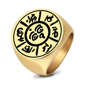 Anillo de Acero Inoxidable, Amuleto Tibetano con Mantra Om Mani Padme Hum, <span class=keywords><strong>Buda</strong></span>, Ojo que Todo lo Ve, Collar con Colgante, Amuleto, Talismán, Joyería - Product Image 4