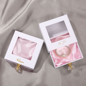 Boîte à bijoux de luxe personnalisée avec logo, tiroir, poignée en cristal, fenêtre en PVC, pour collier, boucles d'oreilles, bracelet, rangement cadeau - Product Image 3