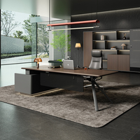 Ensemble de chaise de bureau de direction moderne de luxe léger et sain, avec armoire latérale simple et élégante en bois MDF et métal pour le classement