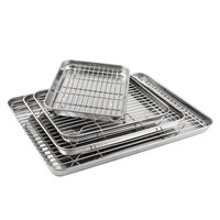Ensemble de cuisson en acier inoxydable quatre tailles avec grille de refroidissement, compatible gaz et induction - Design moderne