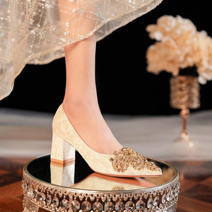 6555F-007 <b>Red</b> Crystal Pointed Toe <b>Heels</b> Women Wedding Dress Shoes Bride Formal Evening Wear - Product Image 2