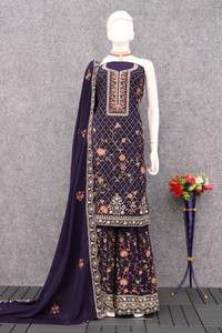 Salwar Kameez en soie de qualité supérieure avec séquences de broderie, costume pakistanais de travail pour mariage et fête - Product Image 6