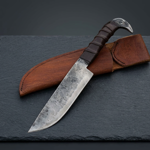 Couteau à pointe de lance Viking fait main avec visée en forme de corbeau, manche en cuir, acier à haute teneur en carbone de qualité industrielle, objet de collection - Product Image 3
