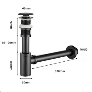 Ensemble de siphon de lavabo et siphon à bouteille en laiton massif G 1-1/4" finition polie, luxe moderne pour salle de bain, cuisine et hôtel - Product Image 5