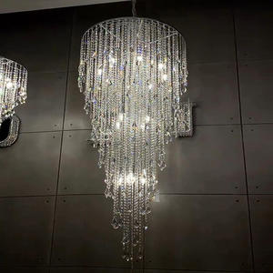 Lámpara de Techo de Cristal Francés para Sala de Estar de Villa de Lujo Moderna de Estilo Italiano, Lámpara Colgante para Vestíbulo Dúplex y Escalera Hueca - Product Image 1