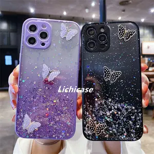 Lichicase Contrast Color Frame Glitter Butterfly Mobile Cover For ZTE L210 L8 A5 A7S V30 VITA Clear Case