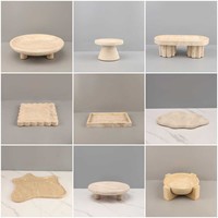 Plateau de rangement et sous-verre personnalisés en marbre travertin beige avec texture antique pour bijoux, bougies et décoration de table de salle de bain