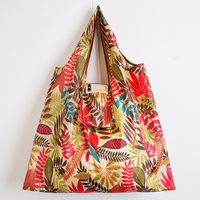 Sac de courses pliable à grande capacité, imprimé, réutilisable, en polyester, avec pochette