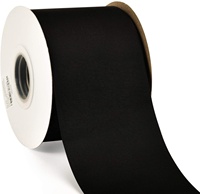 Pita Grosgrain Poliester 100% Dua Sisi 3 Inci (75mm) Hitam Ramah Lingkungan dengan Kekuatan Tarik Tinggi dalam Gulungan 100 Yard