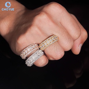 Luxury Asscher Moissanite Band <b>Iced</b> Out Solid Sterling Silver 925 Hip Hop Jewelry VVS Moissanite Diamond Eternity Wedding <b>Ring</b> - Product Image 1