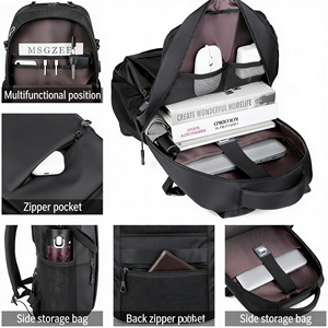 Sac à dos unisexe en Oxford noir avec fermeture éclair, logo personnalisé rapide, étanche, pour camping et sport, avec port USB et bretelles réglables, OEM ODM - Product Image 3
