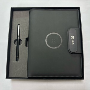 Bloc-notes magnétique sans fil avec chargeur, clé USB + stylo, logo personnalisé, coffret cadeau de bureau - Product Image 5