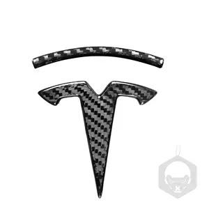 Araba sticker logosu araba ön Logo arka kuyruk direksiyon işareti TESLA modeli Y S X orijinal gerçek karbon Fiber mektup logosu