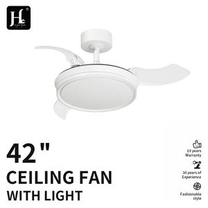 Ventilateur de plafond LED moderne blanc avec lames de 36/42 pouces, dimmable, 220V, rétractable, télécommande, avec lumière pour chambre à coucher - Product Image 3