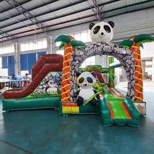 Castillo inflable comercial para niños, tipo chateau, con tobogán y diseño de panda. - Product Image 5
