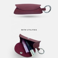 Étui à rouge à lèvres en cuir PU personnalisé, porte-clés, mini pochette portable pour baume à lèvres, sac de rangement cosmétique tendance, breloque de sac à main pour femme