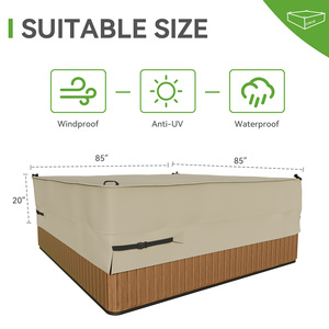 85"x85" Heavy Duty Hot Tub <b>Cover</b> All-Weather Resistant Outdoor Spa <b>Protector</b> Waterproof Windproof with Adjustable Buckle Straps - Product Image 6