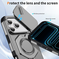 Coque de protection robuste avec anneau magnétique rotatif à 360° et béquille, protection coulissante pour appareil photo, pour iPhone 18/17/16/15/14/13/12/11/X
