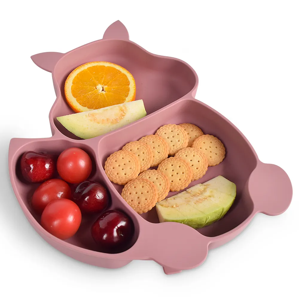 ES-Pro Best Selling Silicone Squirrel Suction Plate Hot Kids Baby Feeding Product Food Grade Material for Daily Use