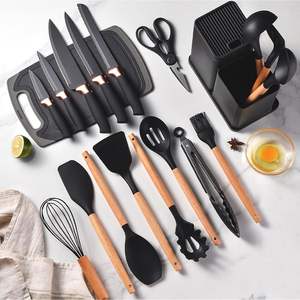 Inthetrend Eco-Friendly Kitchen <b>Tool</b> Set 2023 New Style 19-Piece Black Green Pink Gray Cooking Utensils <b>Silicone</b> Kitchenware - Product Image 3