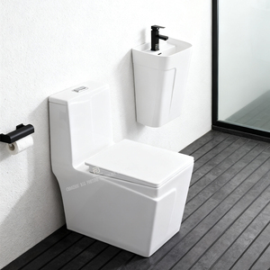 Hot Selling Hotel Bathroom Wc Water Closet Square <strong>Toilet</strong> Bowl Ceramic Dual-Flush Floor Mounted One Piece <strong>Toilet</strong> <strong>Commode</strong> - Product Image 2