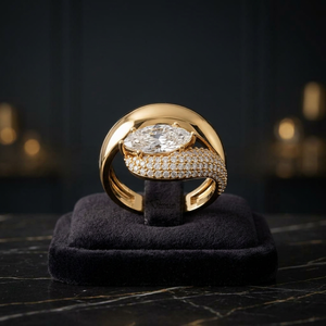 แหวนเพชรทรงมาร์คีส์แท้ เพาะเลี้ยงในห้องปฏิบัติการ เงินแท้ 925 ทอง 9K 14K 18K เครื่องประดับสำหรับผู้หญิง ทำแหวนแต่งงานและแหวนหมั้น - Product Image 1