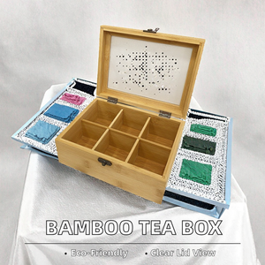 NHAT MINH Boîte à thé rectangulaire en bambou naturel à 8 compartiments Rangement de cuisine avec laque transparente Style traditionnel japonais 1-3L - Product Image 2