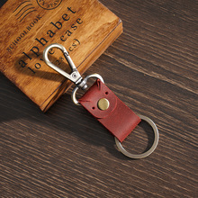Genuine Leather Zinc Alloy Car Key Chain Pendant Personalized <b>Creative</b> <b>Gift</b> Key Ring Embossed Vintage Leather Craft - Product Image 4
