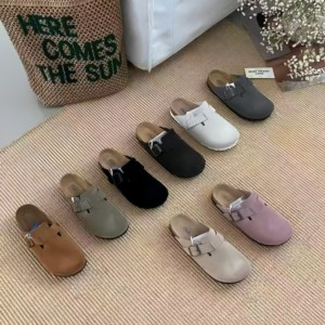 Zapatos de Diseñador de Alta Calidad en Gamuza Genuina, Personalizados, Unisex, Tipo Mule, Birkenstocks, Clogs Boston para <span class=keywords><strong>Mujer</strong></span>, Clogs de Corcho, Pantuflas de Cuero de Lujo - Product Image 1