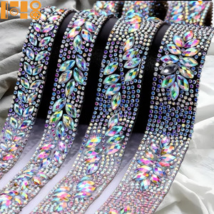 <span class=keywords><strong>Bande</strong></span> décorative <span class=keywords><strong>de</strong></span> strass en résine AB multi-designs, pas chère, pour costumes <span class=keywords><strong>de</strong></span> carnaval, pierres marquise thermocollantes, faite à la main, DIY - Product Image 1
