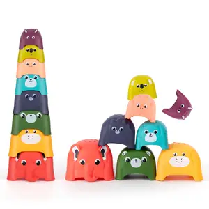 Blocs de construction empilables en forme d'animaux, puzzle, jouets colorés pour la salle de bain, 8 pièces