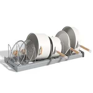 OWNSWING Pot depolama raf mutfak dolabı organizatörler genişletilebilir paslanmaz çelik Pan raf organizatör kesme tahtası kurutma raf