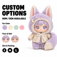 Peluche Renard Lavande Mignon avec Capuche, Visage en Vinyle, Poupée Kawaii Douce, Personnalisable OEM ODM, Vente en Gros Usine, Cadeau pour Enfants, Article de Collection