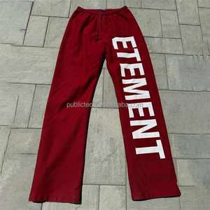 Vente en gros Logo personnalisé Joggers Hommes Pantalons de survêtement French Terry Jambe droite Cordon Polaire Coton Hommes Pantalons - Product Image 2