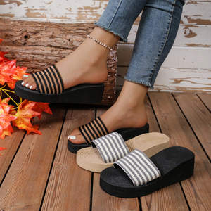 Sandales pour femmes en toile avec semelle en caoutchouc, mode été, maison, plage, étudiant, chaussures décontractées - Product Image 1