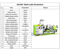 Tour de précision NUMOBAMS NU180V avec porte-outils à 4 directions pour travaux métalliques en petite atelier
