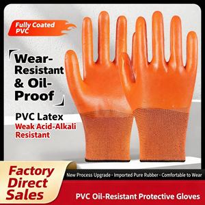 Gants de travail en PVC élastique gaufré entièrement enduit pour la protection du travail, vente en gros Chine - Product Image 2