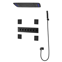 Nouvelle Mitigeur de Douche de Luxe 2026 HM en Acier Inoxydable Noir Mat avec Ensemble de Douche LED Plafonnier et Jets Corporels