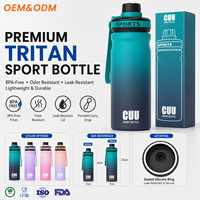 Bouteille d'eau de sport en PC de 600 ml et 750 ml, dégradée, à boire directement, avec joint en silicone et sangle de poignet pour le cyclisme et la randonnée